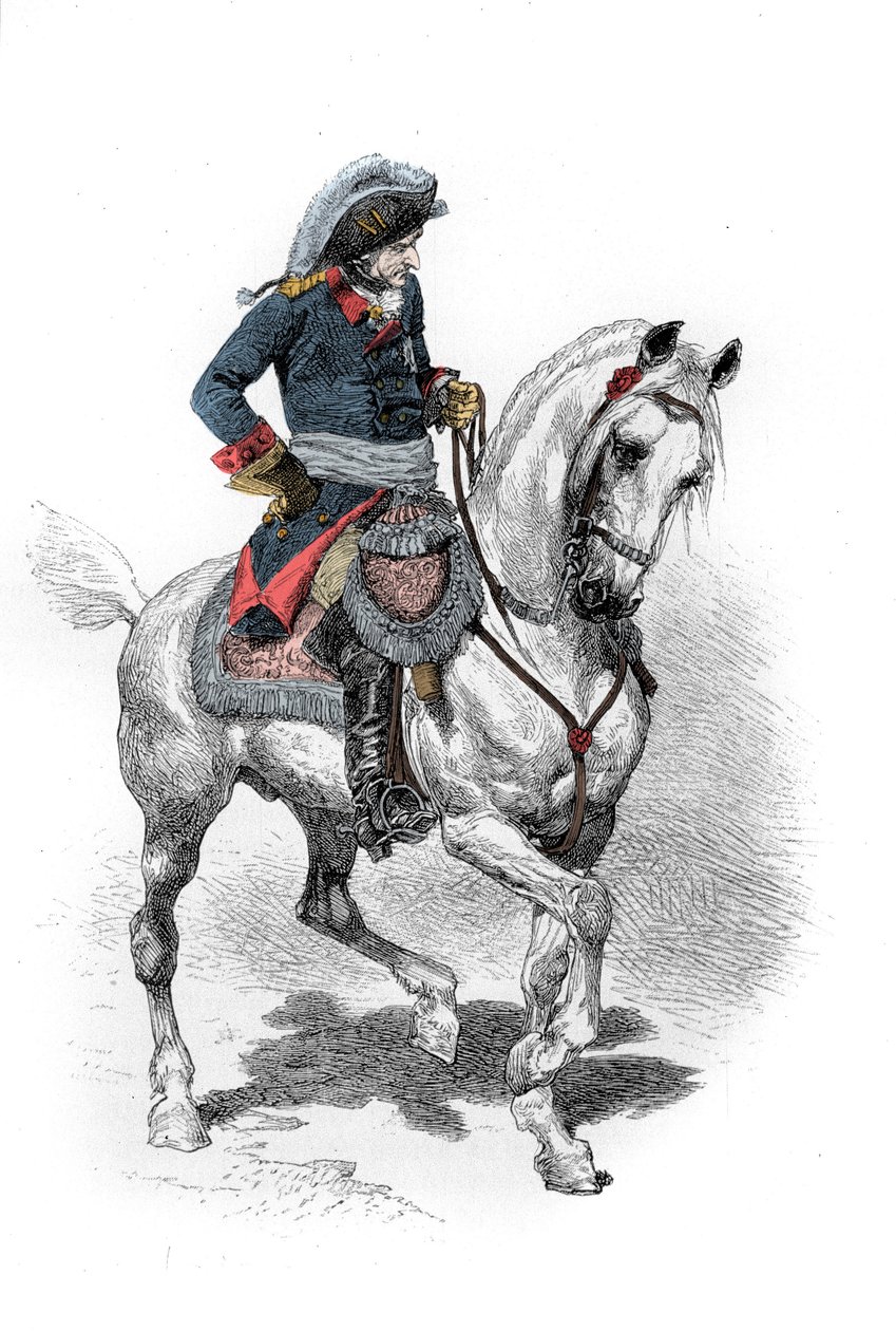 Frederick II Preussin (1712-1786) muotokuva, joka tunnetaan Frederick Suurena. Kaiverrus 1800-luvulta. . tekijältä Unknown artist