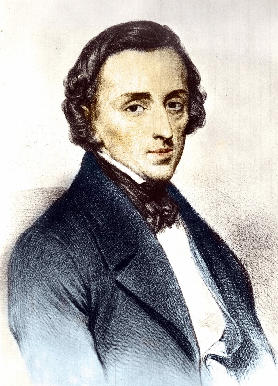 Puolalaisen säveltäjän Frederick Chopinin (1810-1849) muotokuva. tekijältä Unknown artist