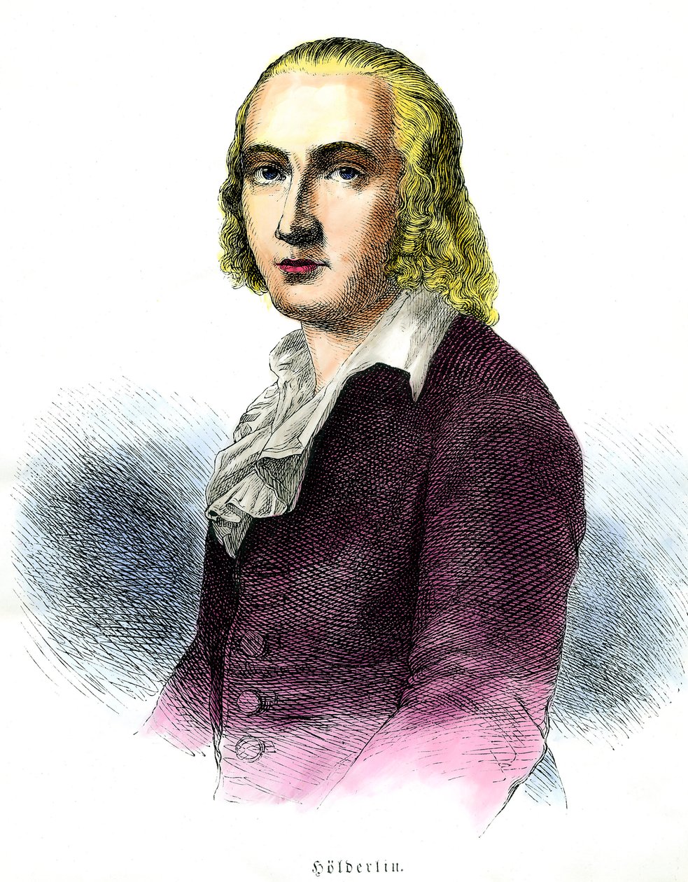 Friedrich Holderlinin (1770-1843) muotokuva saksalainen runoilija 1800-luvun kaiverrus Yksityinen kokoelma tekijältä Unknown artist
