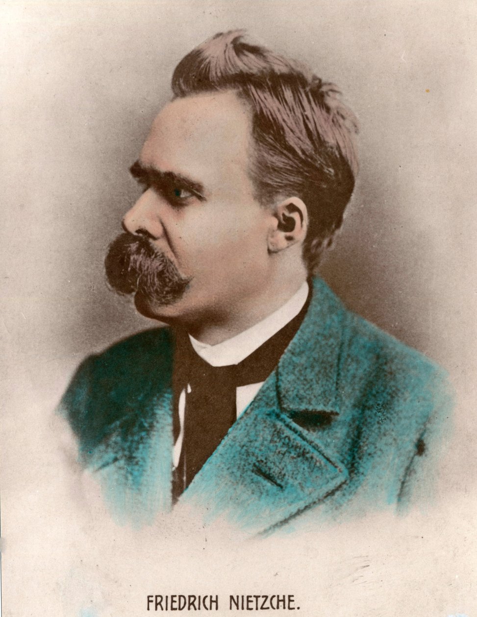 Friedrich Nietzschen (1844 - 1900), saksalaisen filosofin muotokuva. Kaiverrus 1800-luvulta. Yksityinen kokoelma. tekijältä Unknown artist