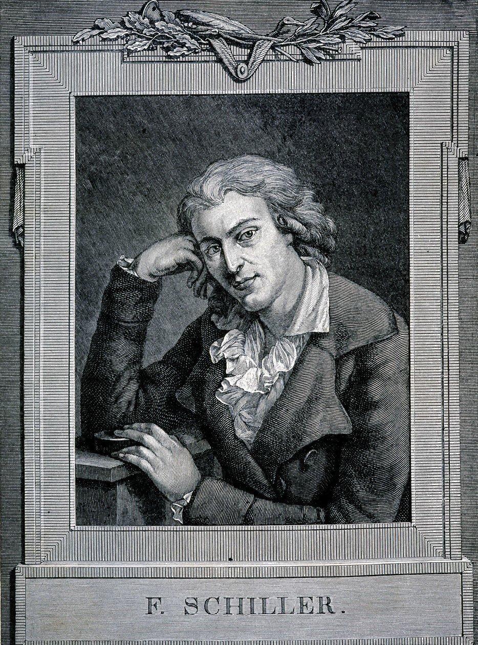 Friedrich von Schillerin (1759 - 1805), saksalaisen runoilijan ja näytelmäkirjailijan muotokuva. tekijältä Unknown artist