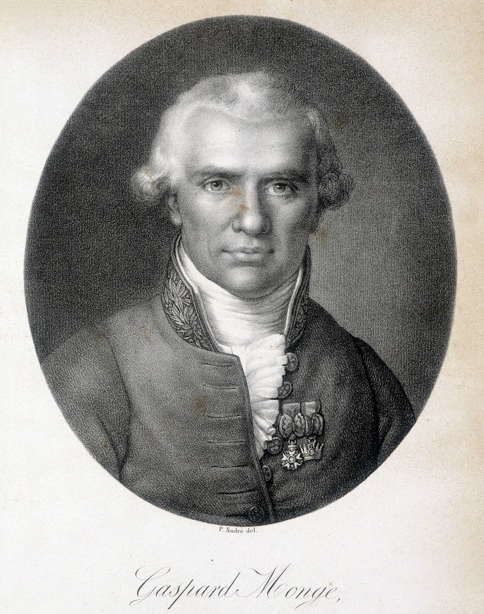 Muotokuva Gaspard Mongesta, kreivi de Pelusesta (1746 - 1818), ranskalaisesta matemaatikosta - kaiverrus tekijältä Unknown artist