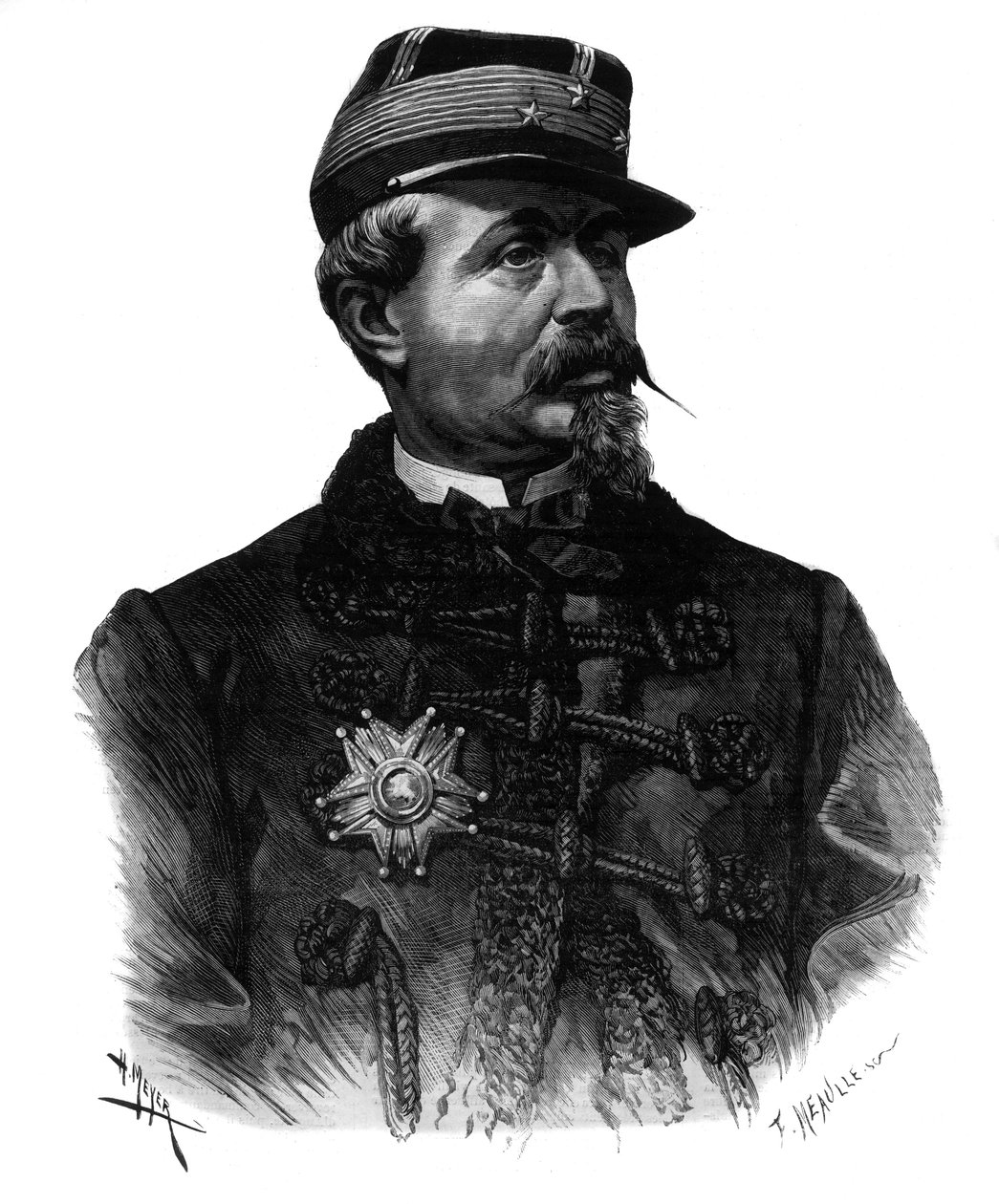 Kenraali Alfred Chanzyn (1823-1883) muotokuva, kaiverrus vuodelta 1883 tekijältä Unknown artist
