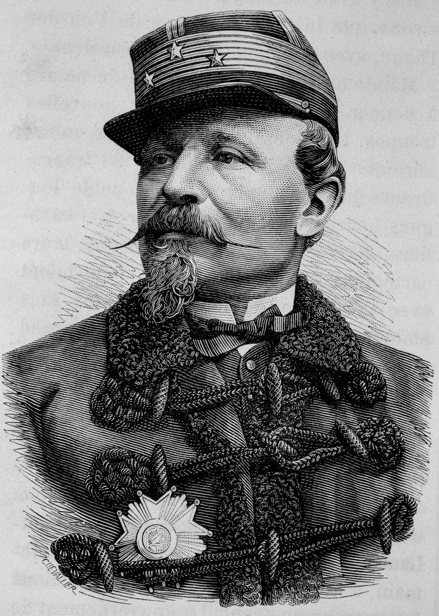 Kenraali Chanzyn (1823 - 1883) muotokuva. Kaiverrus 1800-luvun lopusta H. Martinin teokseen "Histoire de France". tekijältä Unknown artist