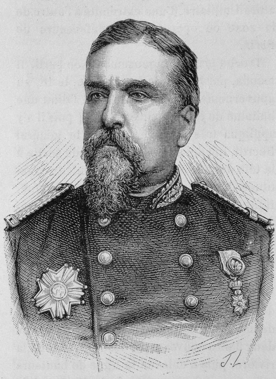 Kenraali Ducrotin (1817 - 1882) muotokuva. Kaiverrus 1800-luvun lopusta H. Martinin teokseen "Histoire de France". tekijältä Unknown artist