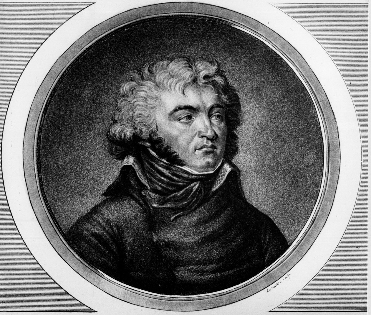 Kenraali Jean Baptiste Kleberin (1753-1800) muotokuva. Kaiverrus "" Täydellinen kokoelma Ranskan vallankumouksen historiallisia maalauksia, kolme osaa.""" 1804. tekijältä Unknown artist