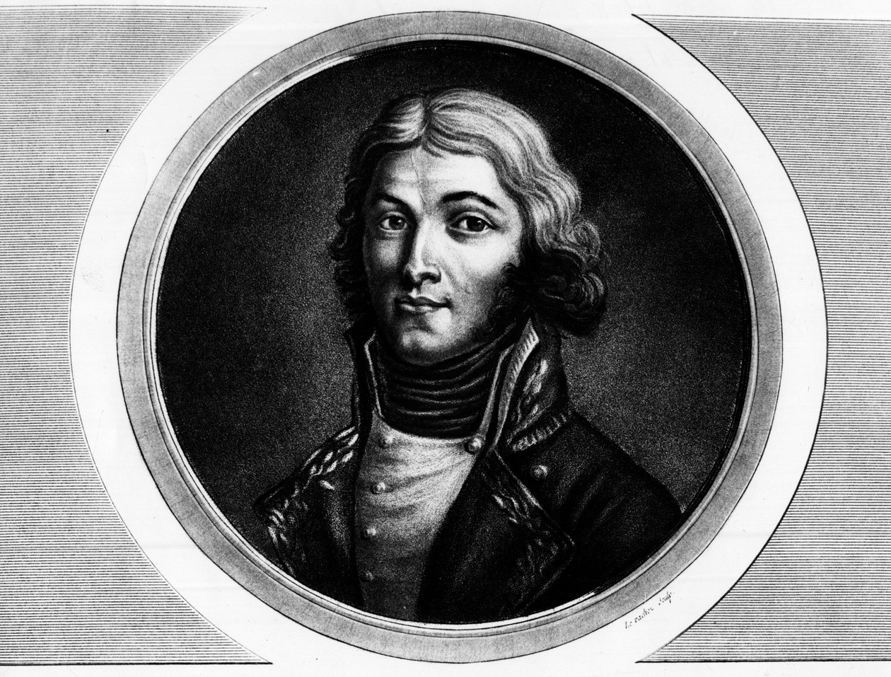 Kenraali Louis Lazare Hochen (1768-1797) muotokuva. Kaiverrus "" Täydellinen kokoelma Ranskan vallankumouksen historiallisia maalauksia, kolme osaa.""" 1804. tekijältä Unknown artist