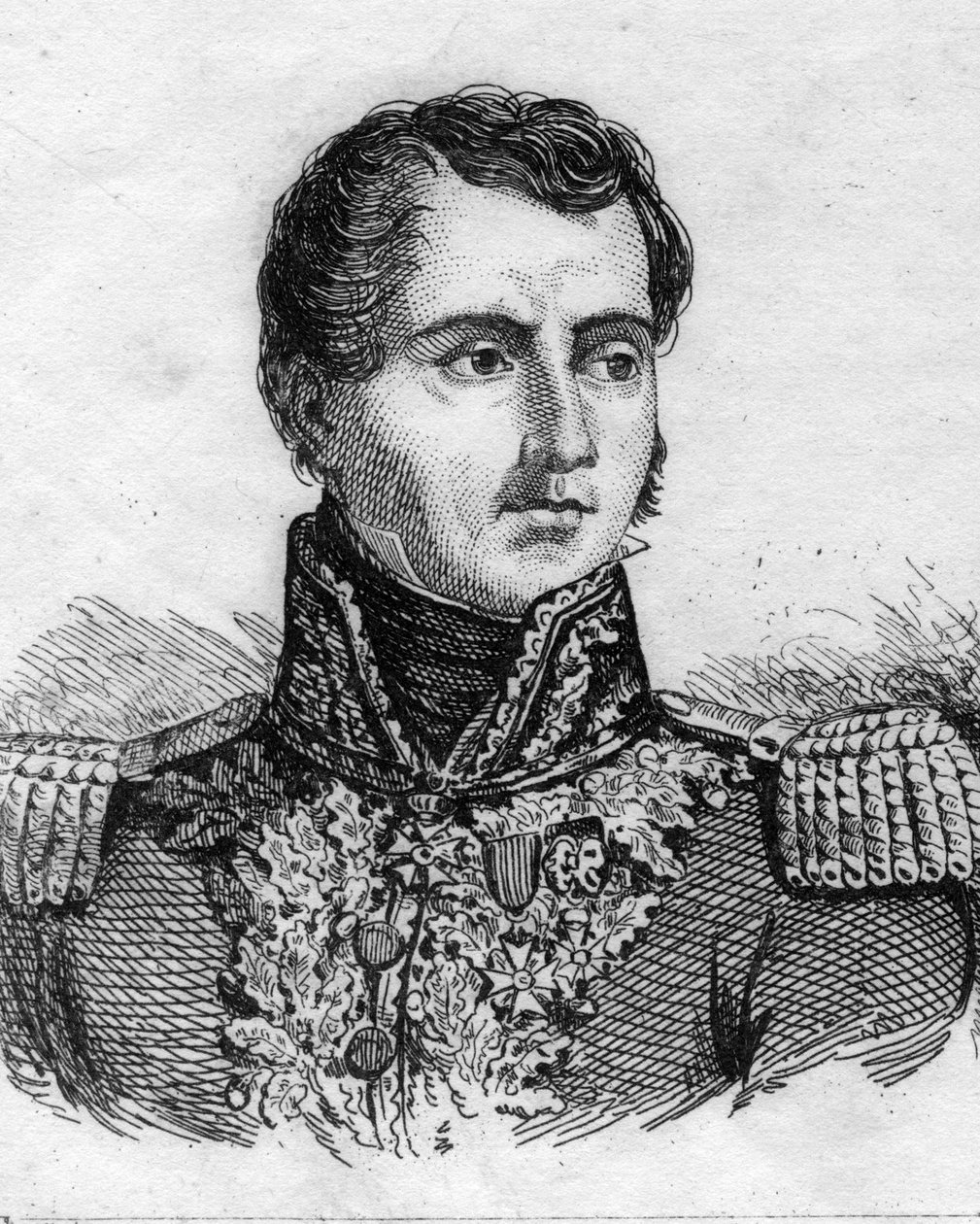 Kenraali Pierre Francois Joseph du CREUXin muotokuva Jauhot 1770-1835. Kaiverrus 1800-luvulta. tekijältä Unknown artist