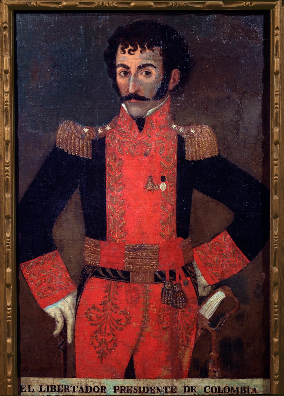 Kenraali Santanderin, Kolumbian armeijan ja valtiomiehen muotokuva (öljy kankaalle tekijältä Unknown artist