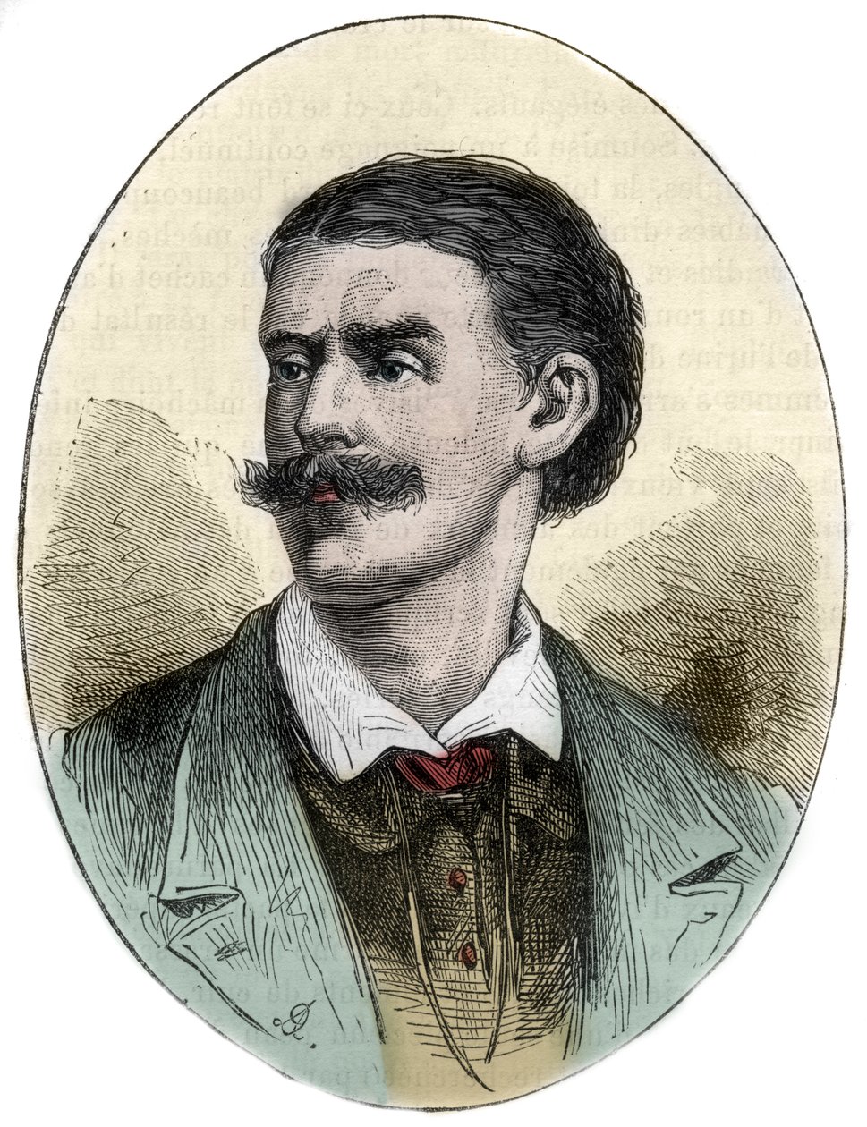 Muotokuva Georg August Schweinfurthista (1836-1925), saksalainen tutkimusmatkailija, kasvitieteilijä ja antropologi, kaiverrus "" Histoire viehättävä des grands voyages au 19th century" -kirjasta. 1877 tekijältä Unknown artist