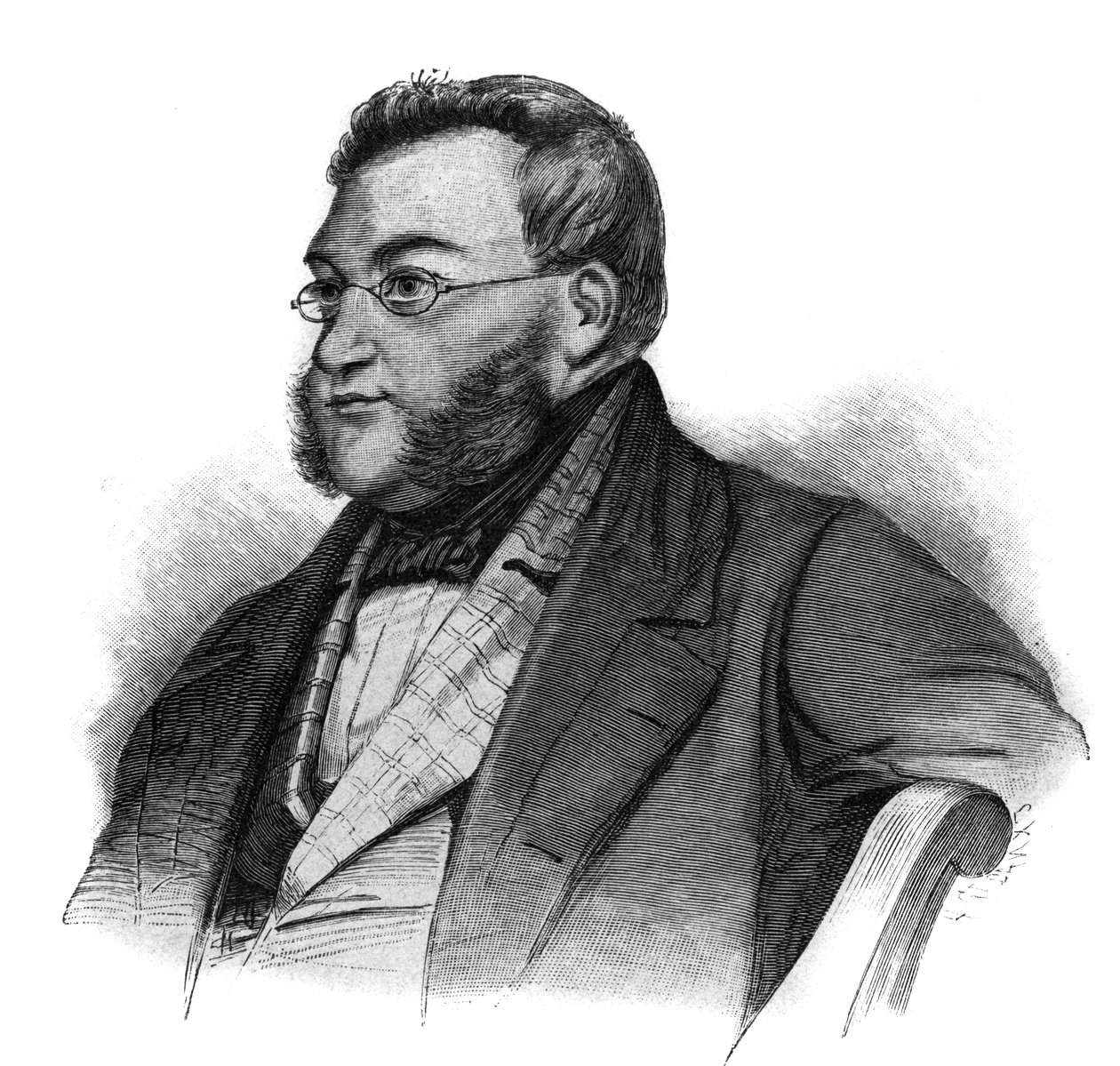 Georg von Vincken muotokuva, preussilainen poliitikko - Georg von Vincke (1811-1875), hallintovirkailija, poliitikko ja preussilainen maanomistaja - kaiverrus 1800-luvun lopulla tekijältä Unknown artist