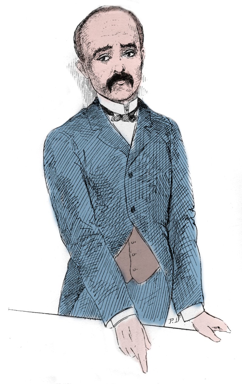 Georges Benjamin Clemenceaun (1841-1929) muotokuva ranskalaisesta poliitikosta keskustelujen aikana Tonkinin ja Ranskan kysymyksestä. Kaiverrus "" Le Monde Illustré" -kirjassa tekijältä Unknown artist