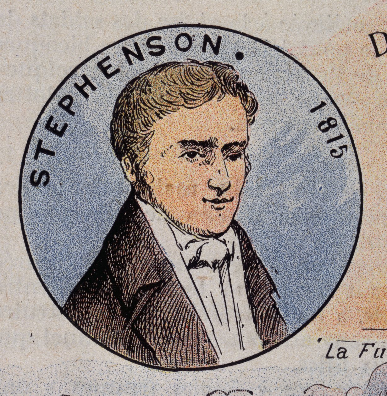 Georges Stephensonin muotokuva vuonna 1815 (1781-1848), brittiläinen insinööri (ensimmäinen höyryveturi vuonna 1814) tekijältä Unknown artist