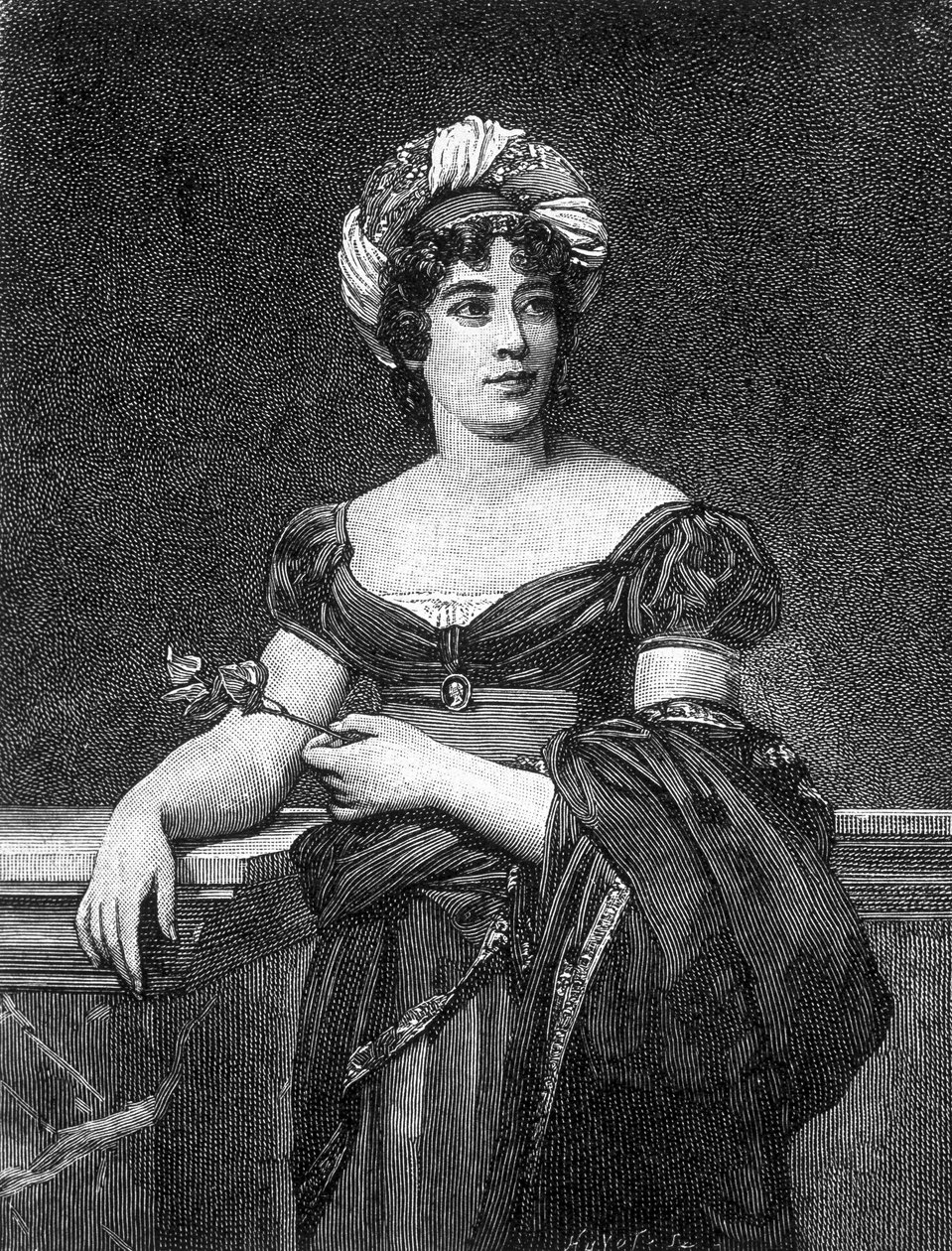 Muotokuva Germaine Neckeristä, Staël-Holsteinin paronitar, joka tunnetaan nimellä Madame de Staël (1766 - 1817), ranskalainen kirjailija. tekijältä Unknown artist