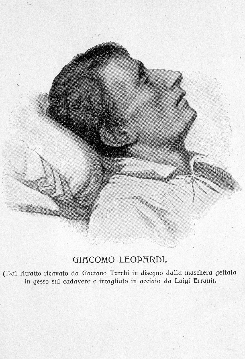 Giacomo Leopardin muotokuva kuolinvuoteella tekijältä Unknown artist