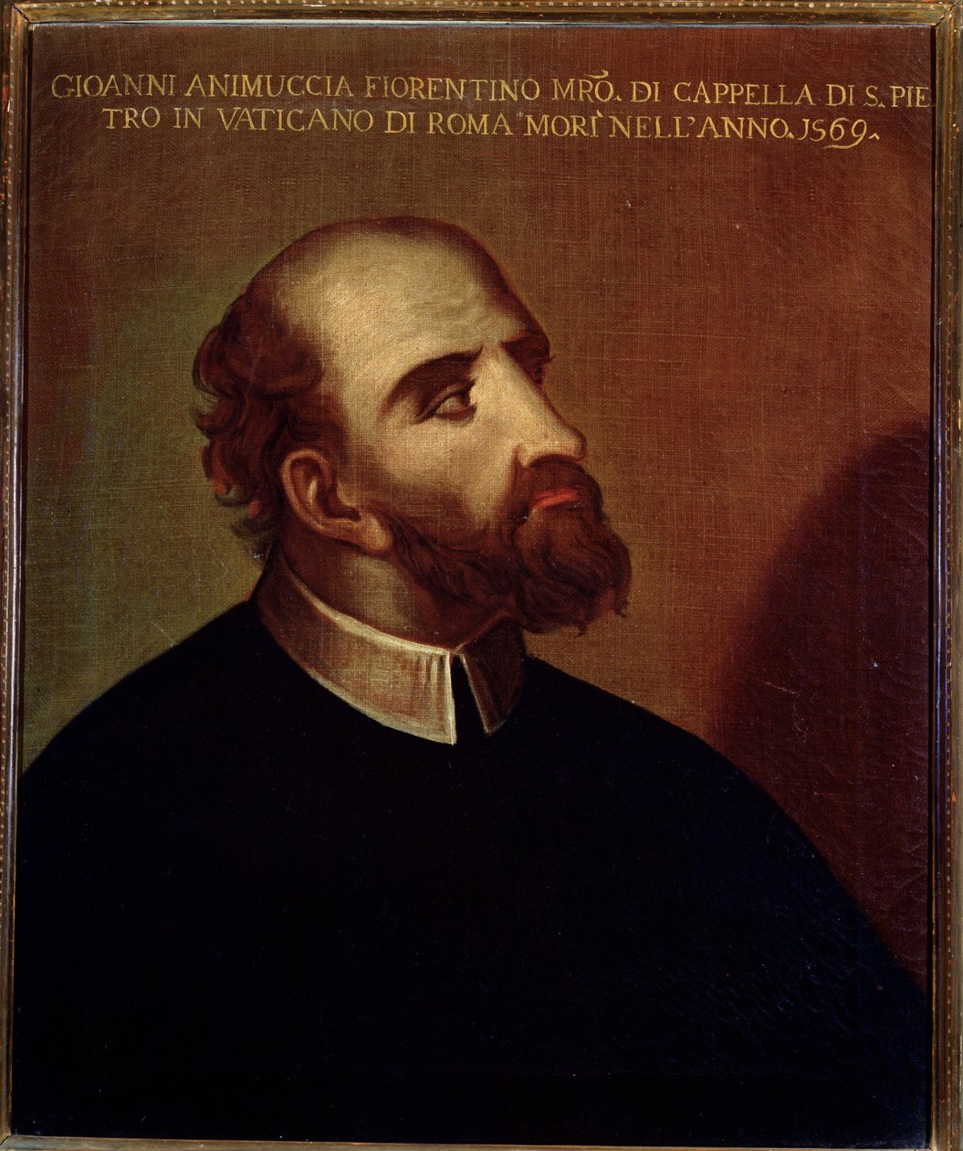 Giovanni Animuccian (1514 ca-1571) italialaisen säveltäjän muotokuva Anonyymi maalaus. 1500-luvun Bologna Civic Bibliographic Museum tekijältä Unknown artist