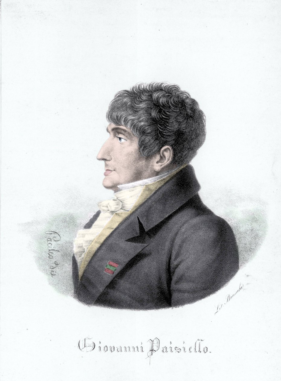 Muotokuva Giovanni Paisiellosta (tai Paesiellosta tai Paesieillosta) (1740-1816), italialainen säveltäjä. Kaiverrus 1800-luvulta tekijältä Unknown artist