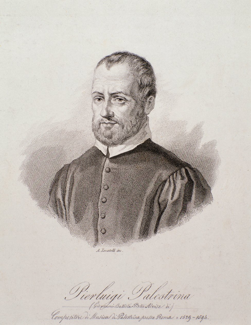 Muotokuva Giovanni Pierluigi da Palestrinasta (kaiverrus tekijältä Unknown artist
