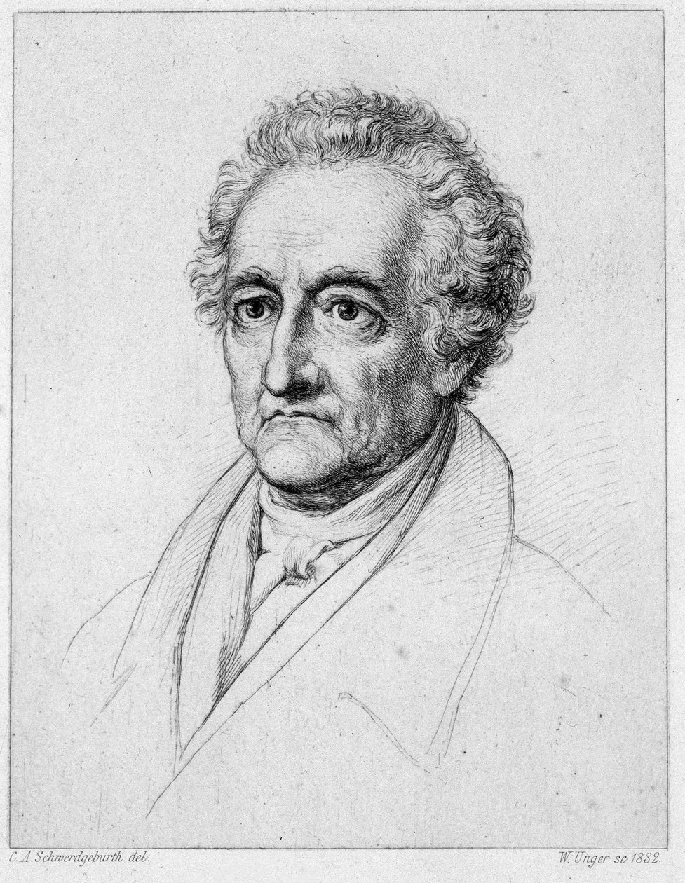 Goethen muotokuva. 1800-luvun kromolitografia. tekijältä Unknown artist
