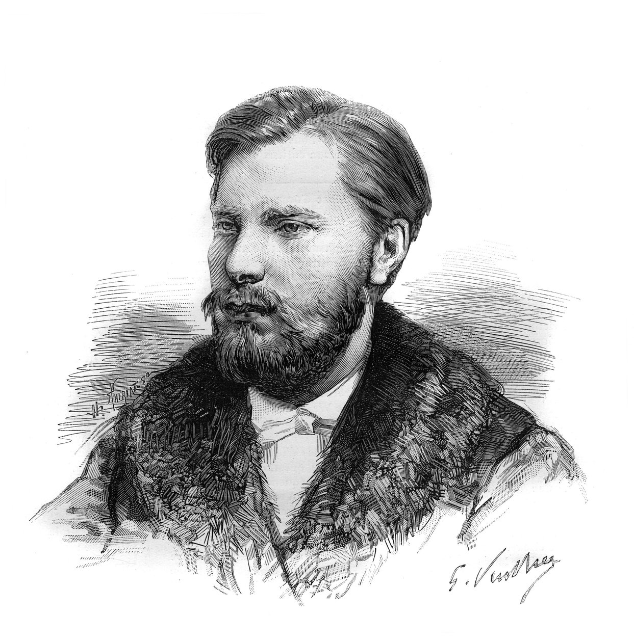 Guillaume Alexandren (Guillaume-Alexandre) muotokuva Oranssin prinssistä, joka kuoli vuonna 1884. Kaiverrus "" Le Monde Illustré" -kirjaan" tekijältä Unknown artist