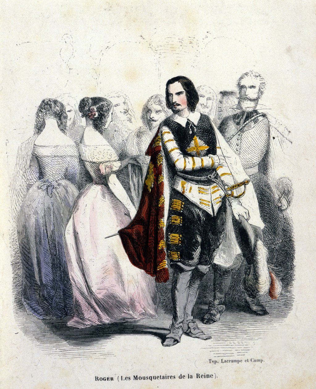 Gustave Rogerin (1815 - 1879), ranskalaisen tenorin muotokuva Jacques Fromental Halevyn elokuvassa "Kuningattaren muskettisoturit" tekijältä Unknown artist