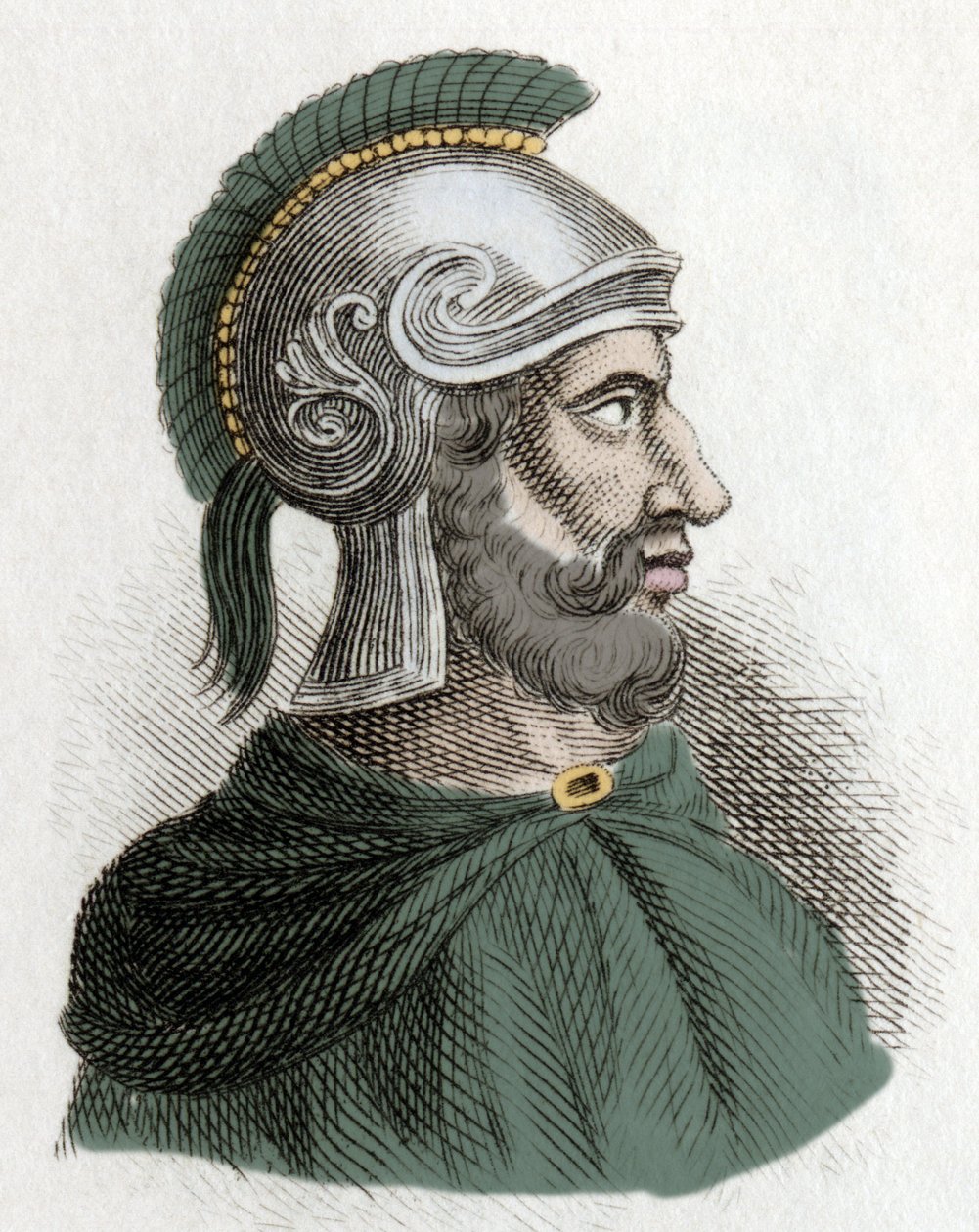 Muotokuva Hamilcar Barcasta (tai Barcasista) (noin 275-228 eKr.), valtiomies ja karthagolainen kenraali, Barcides-dynastian perustaja ja Hannibalin isä. Kaiverrus 1800-luvulta. tekijältä Unknown artist