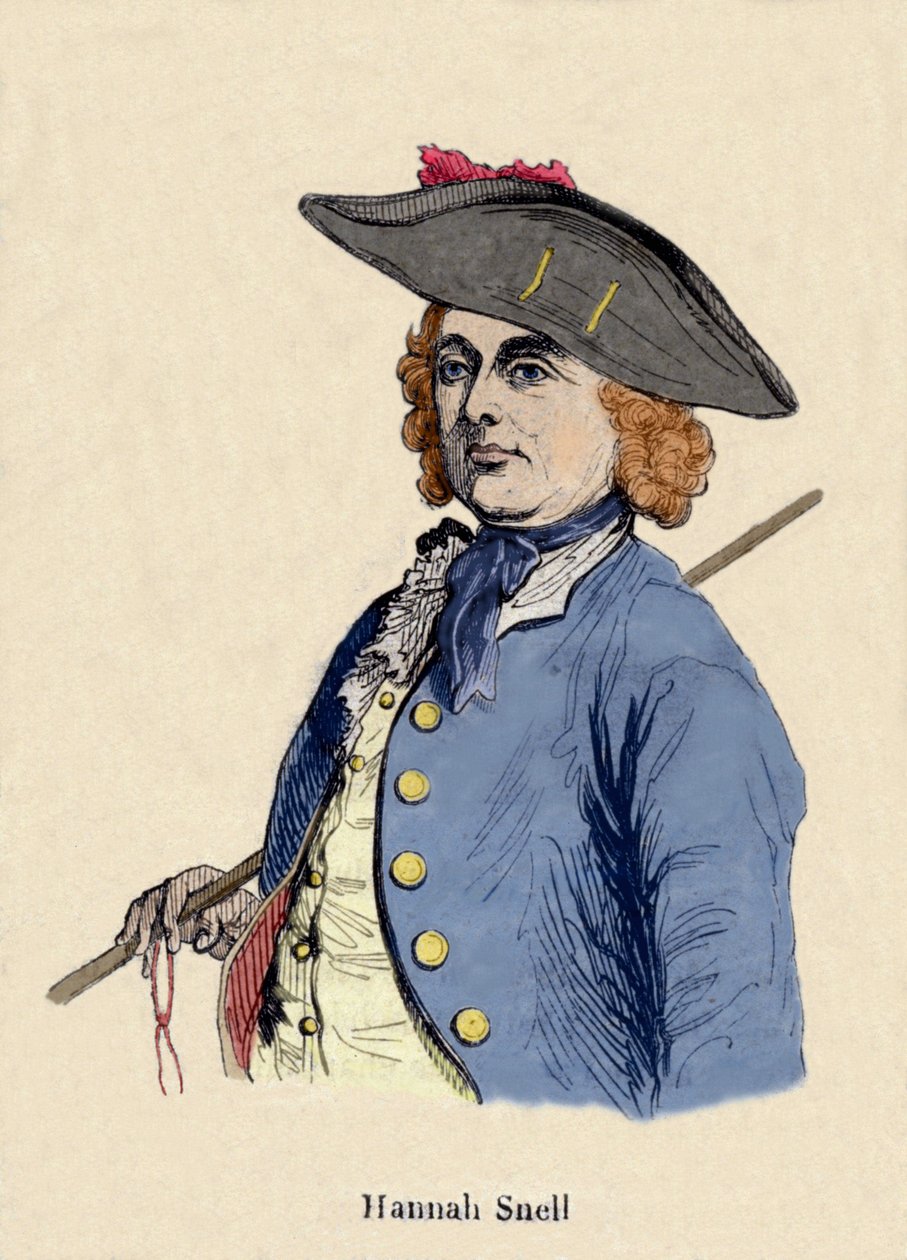 Muotokuva Hannah Snellin (1723-1792) naissotilasta, oli englantilainen, joka otti miehen roolin tullakseen sotilaana. tekijältä Unknown artist