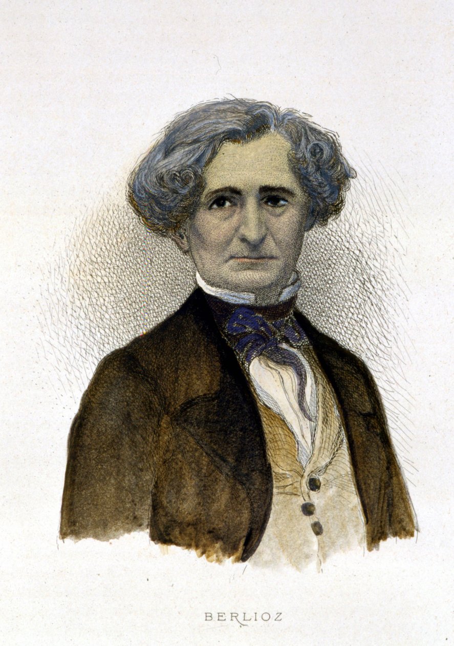 Hector Berliozin (1803-1869) muotokuva - kaiverrus tekijältä Unknown artist