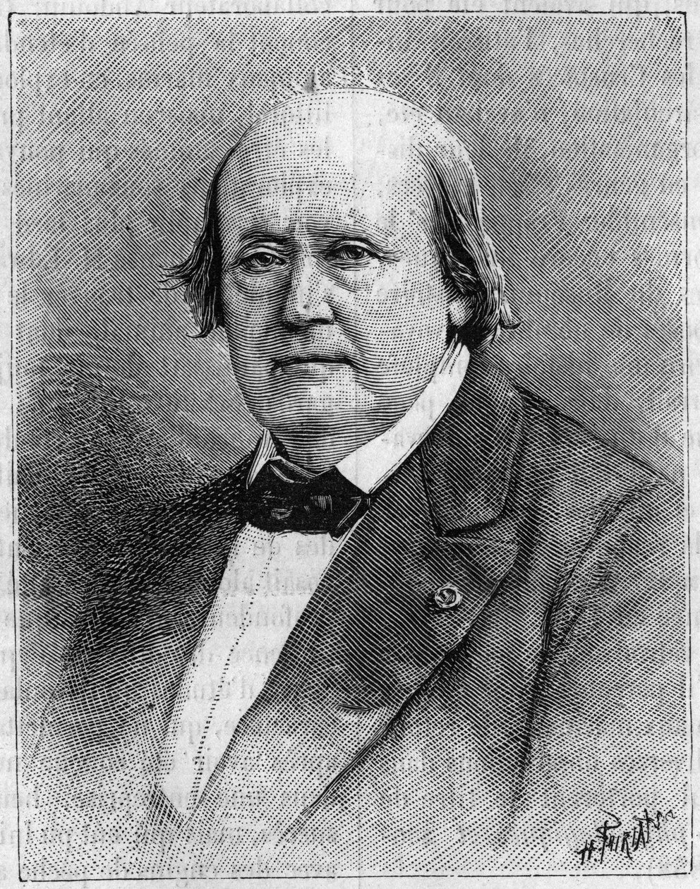 Muotokuva Henri Milne Edwardsista (Milne-Edwards) (1800-1885), ranskalainen luonnontieteilijä. (Valokuvasta). Kaiverrus "" Luontoon: katsaus tieteisiin ja niiden sovelluksiin taiteeseen ja teollisuuteen"" 8. elokuuta tekijältä Unknown artist