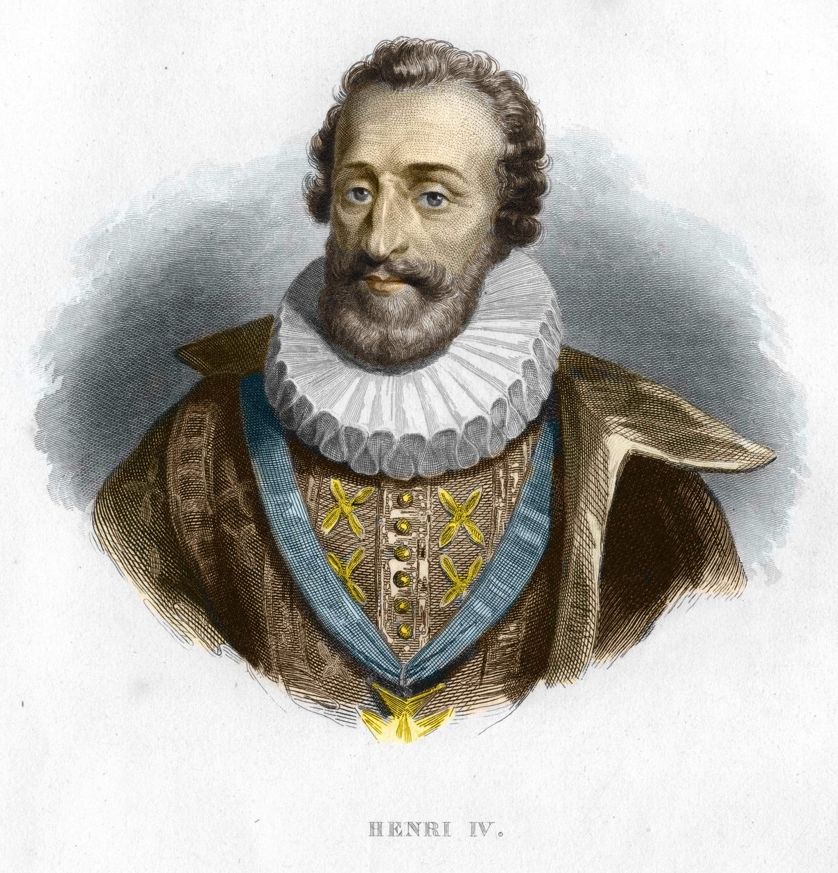 Henry IV:n (1553 - 1610), Ranskan kuninkaan muotokuva, kaiverrus 1800-luvulta tekijältä Unknown artist