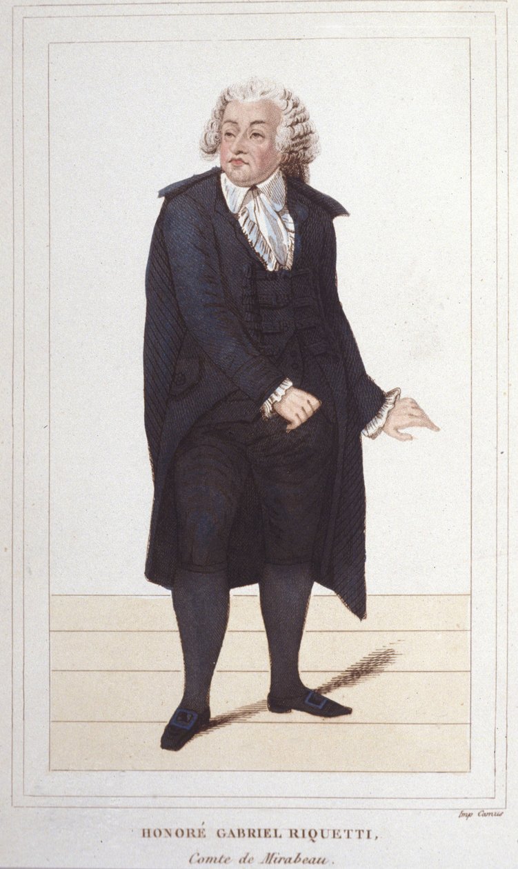 Honore Gabrielin (Honore-Gabriel) Riquetin, Mirabeaun jaarlin (1749-1791), ranskalaisen poliitikon muotokuva. kaiverrus vuodelta 1830 tekijältä Unknown artist