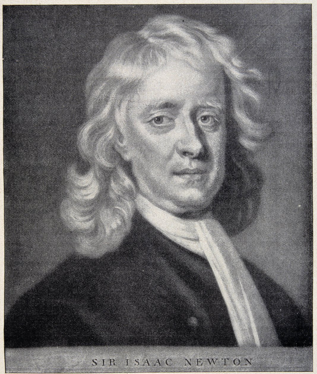 Isaac Newtonin muotokuva, joka on lähellä Berliinin observatoriossa säilytettyä alkuperäistä. tekijältä Unknown artist