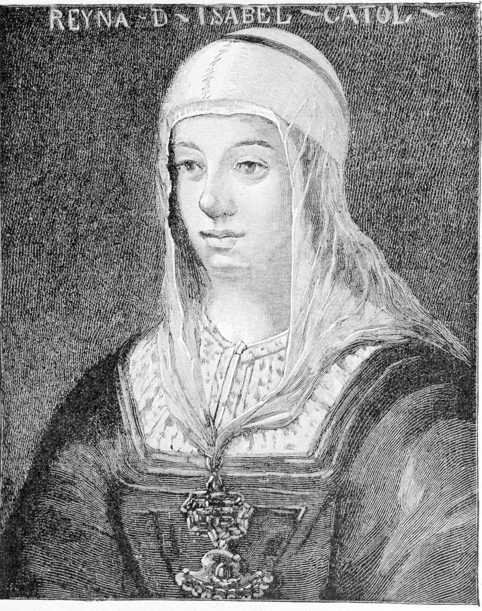 Muotokuva Isabella I katolisesta (1451 - 1504), Kastilian kuningattaresta. tekijältä Unknown artist