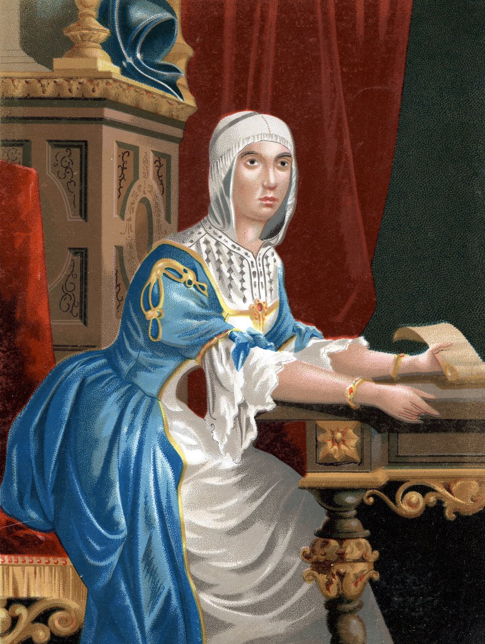 Muotokuva Isabella I katolisesta (1451 - 1504), Kastilian kuningattaresta kuuluisien miesten ja naisten mukaan. Barcelona 1877. tekijältä Unknown artist
