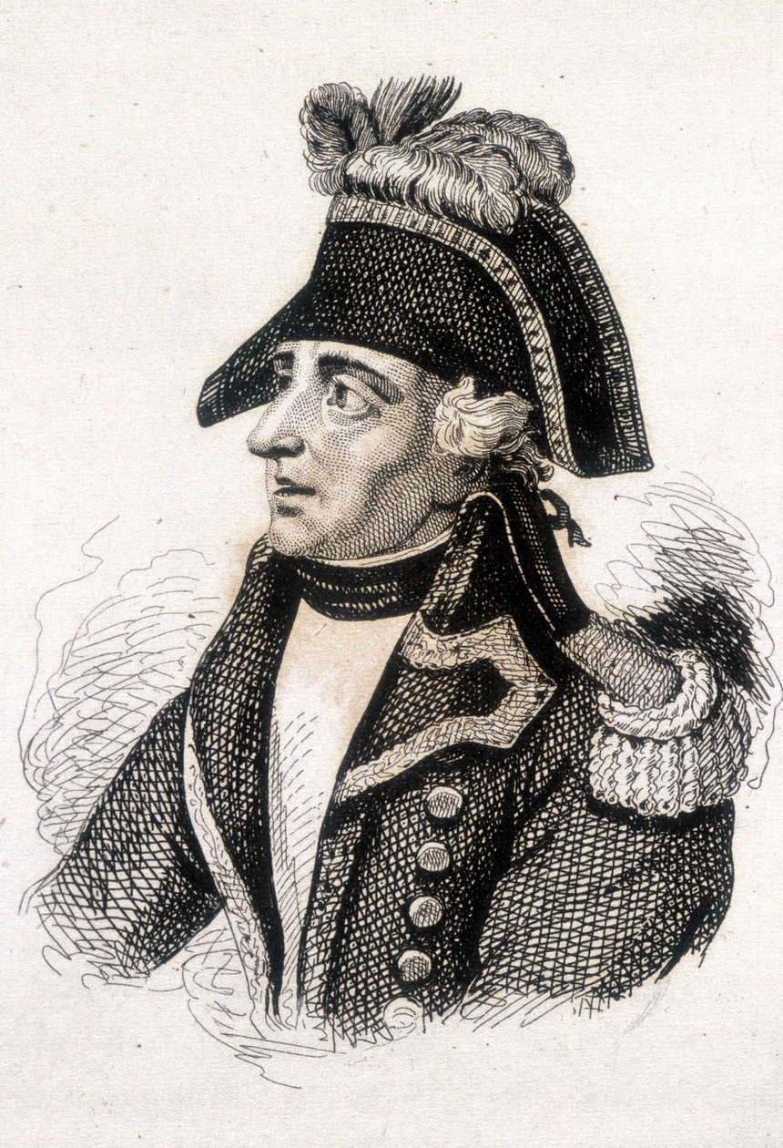 Muotokuva Jacques Francois Coquillesta, dit Dugommier (1739 - 1794), ranskalaisesta kenraalista. Kaiverrus 1800-luku. tekijältä Unknown artist