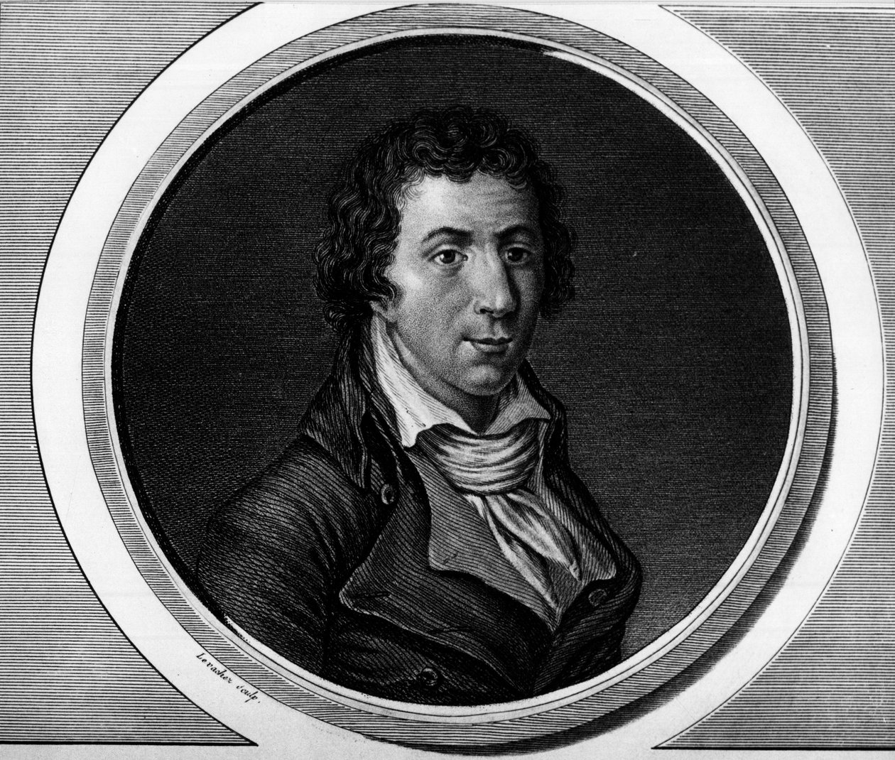 Jacques Pierre Brissot dit Brissot de Warvillen (1754-1793), kansalliskokouksen varajäsenen muotokuva. Kaiverrus "" Täydellinen kokoelma Ranskan vallankumouksen historiallisia maalauksia, kolme osaa.""" 1804. tekijältä Unknown artist
