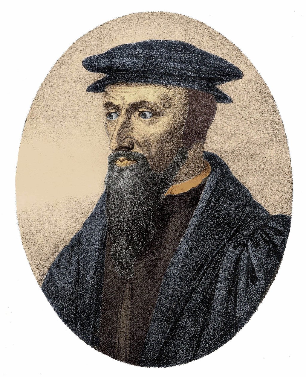 Muotokuva Jean Calvinista (1509 - 1564) - kaiverrus tekijältä Unknown artist