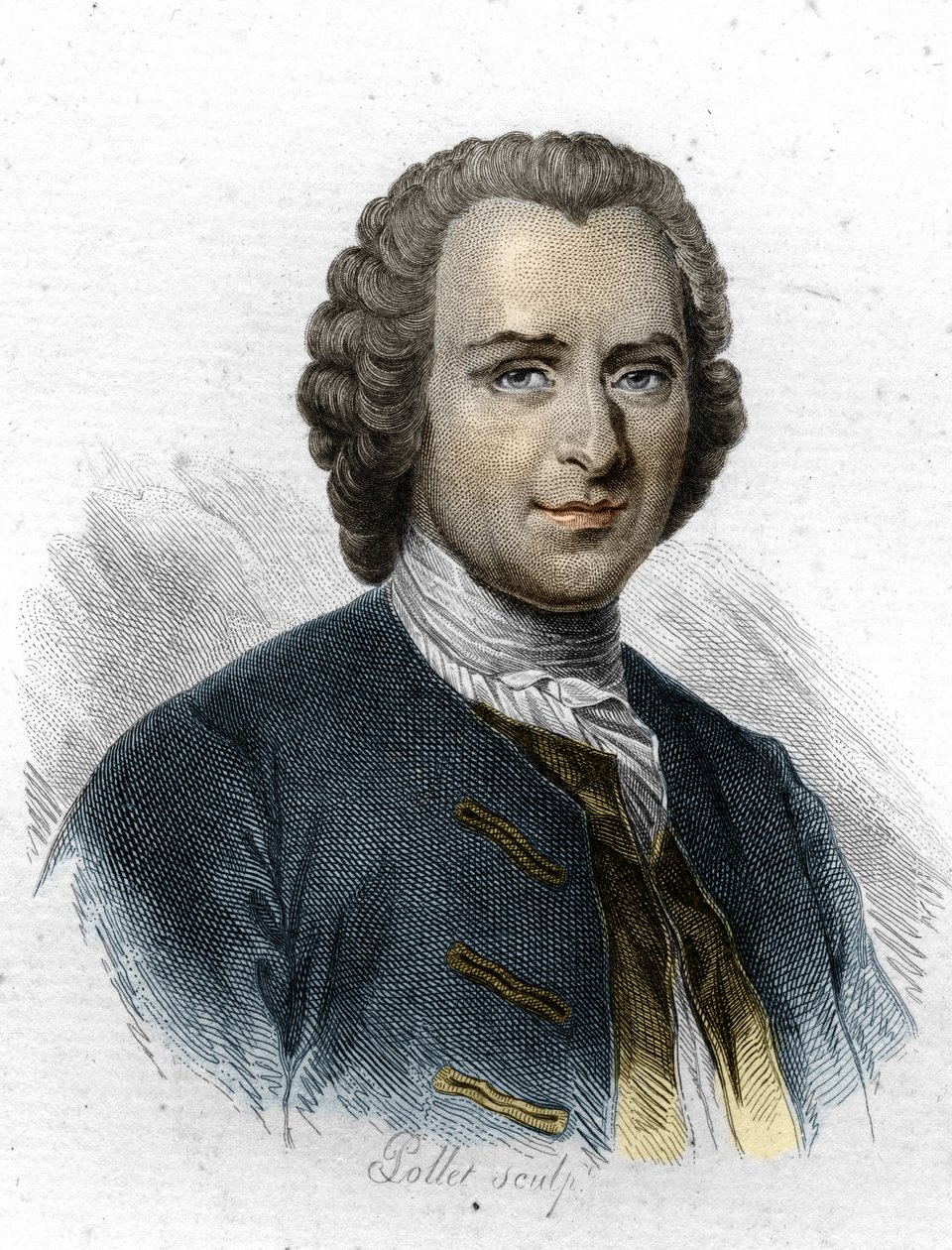 Jean Jacques Rousseaun muotokuva, kaiverrus 1800-luvulta tekijältä Unknown artist