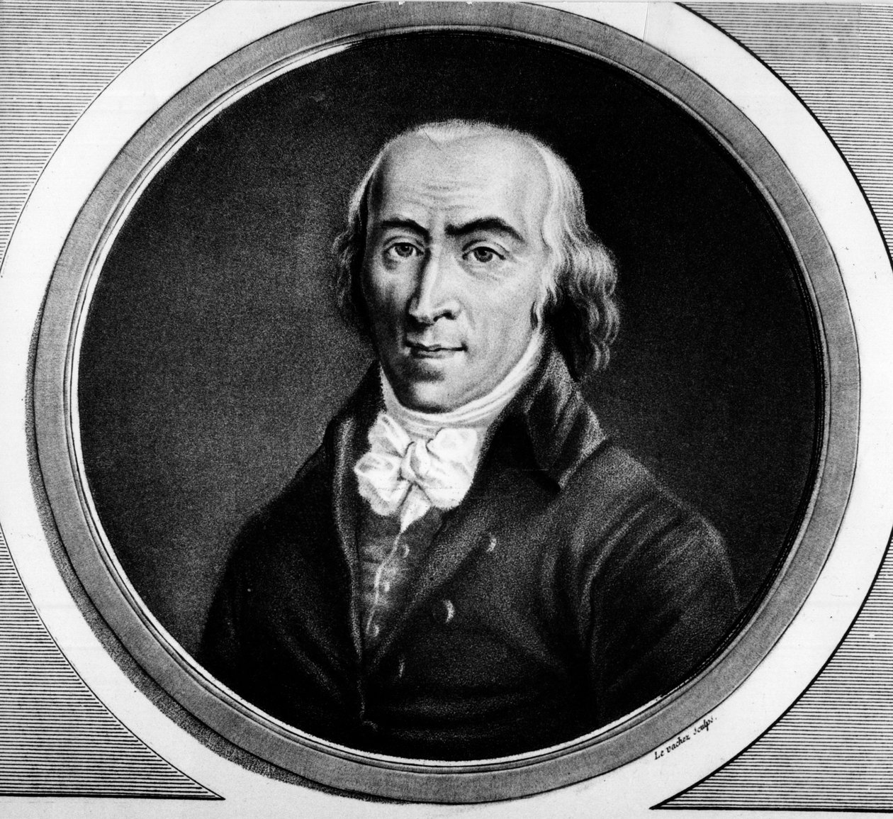 Ranskan ministerin Jean Marie Roland de la Platieren (1734-1793) muotokuva. Kaiverrus "" Täydellinen kokoelma Ranskan vallankumouksen historiallisia maalauksia, kolme osaa.""" 1804. tekijältä Unknown artist