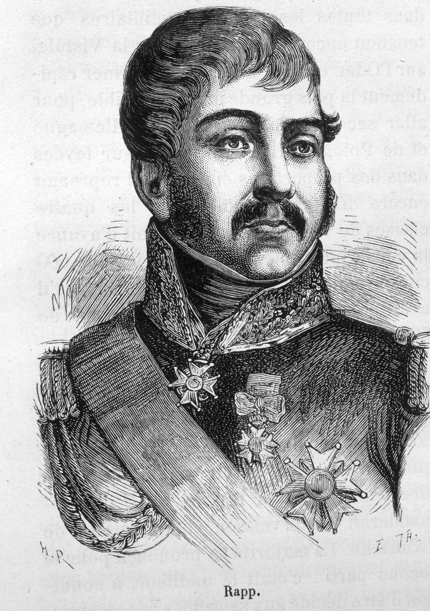 Jean Rappin (1772 - 1821) muotokuva. Kaiverrus 1800-luvun lopusta H. Martinin teokseen "Histoire de France". tekijältä Unknown artist