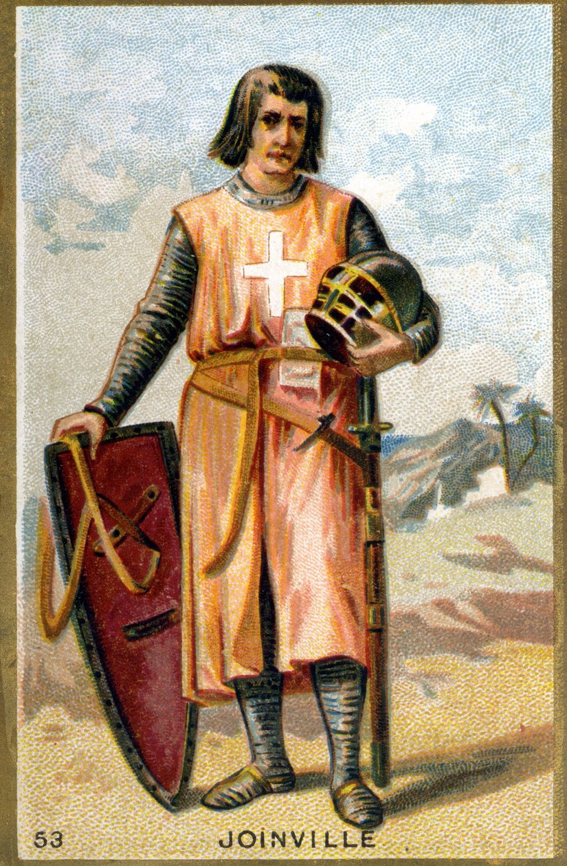 Muotokuva Jean de Joinvillestä (1225 - 1317), ranskalainen kolumnisti. 1800-luvun kromolitografia. tekijältä Unknown artist