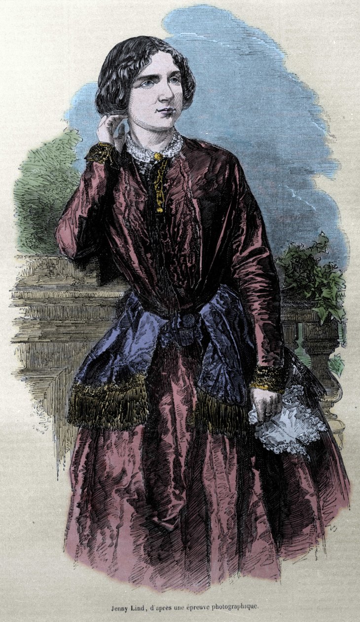 Ruotsalaisen laulajan Jenny Lindin (1820-1887) muotokuva. tekijältä Unknown artist