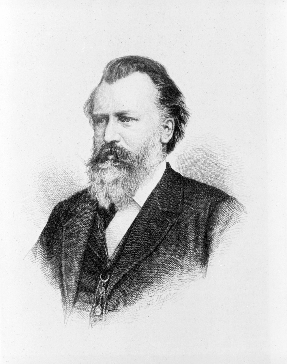 Johannes Brahmsin (1833 - 1897) muotokuva. tekijältä Unknown artist