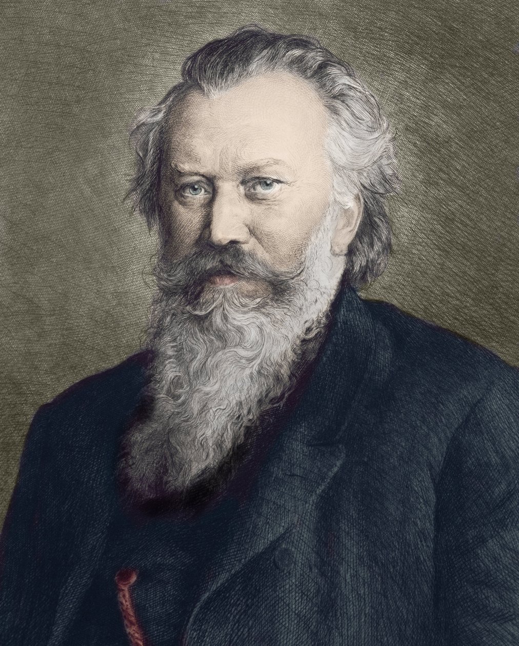 Johannes Brahmsin (1833 - 1897), saksalaisen säveltäjän, pianistin ja kapellimestari muotokuva - tekijältä Unknown artist
