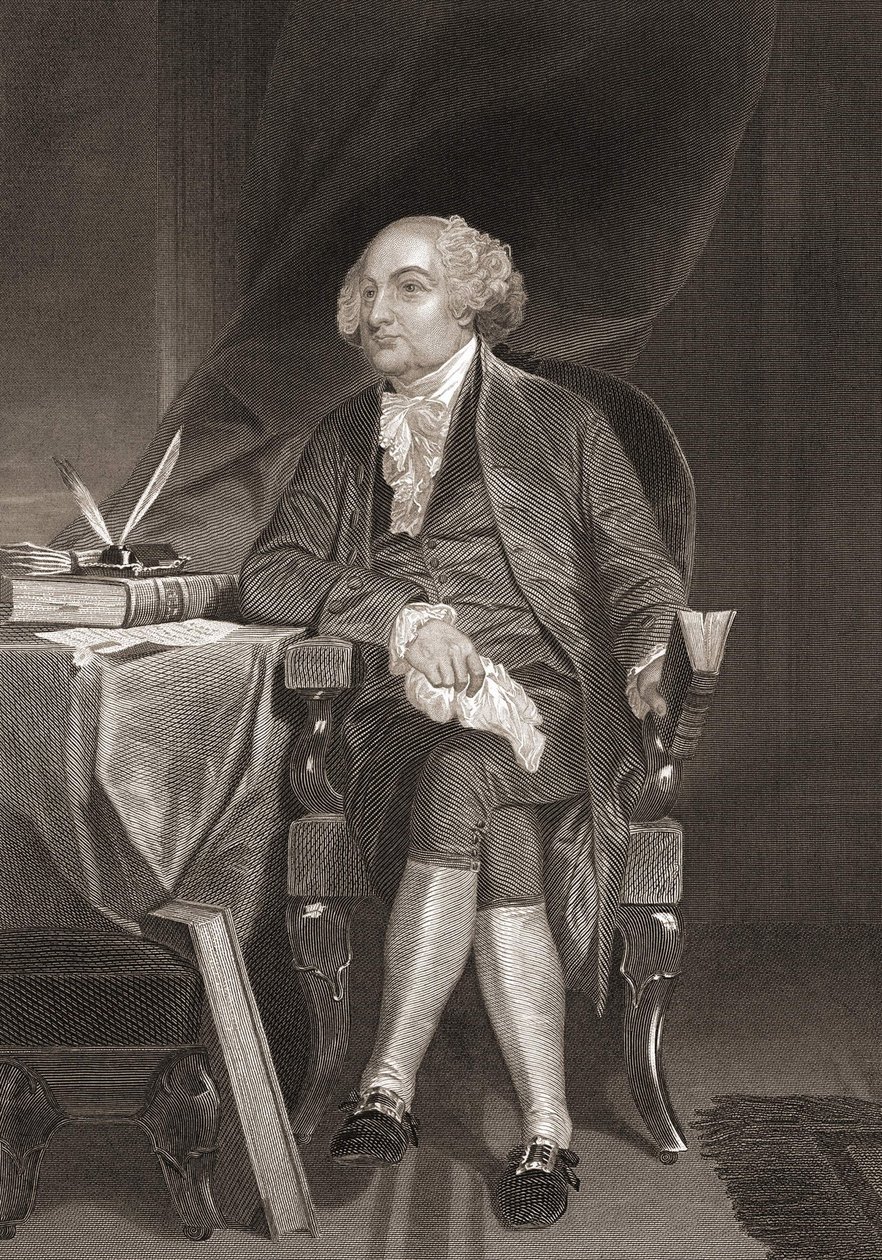 Muotokuva John Adamsista (1735-1826), amerikkalainen valtiomies ja Yhdysvaltain toinen presidentti. Kaiverrus 1800-luvulta tekijältä Unknown artist