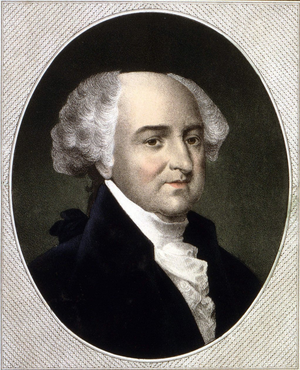 Muotokuva John Adamsista (1735 - 1826), Yhdysvaltain toisesta presidentistä (1797 - 1801). Kaiverrus sd. 1800-luvulla. tekijältä Unknown artist