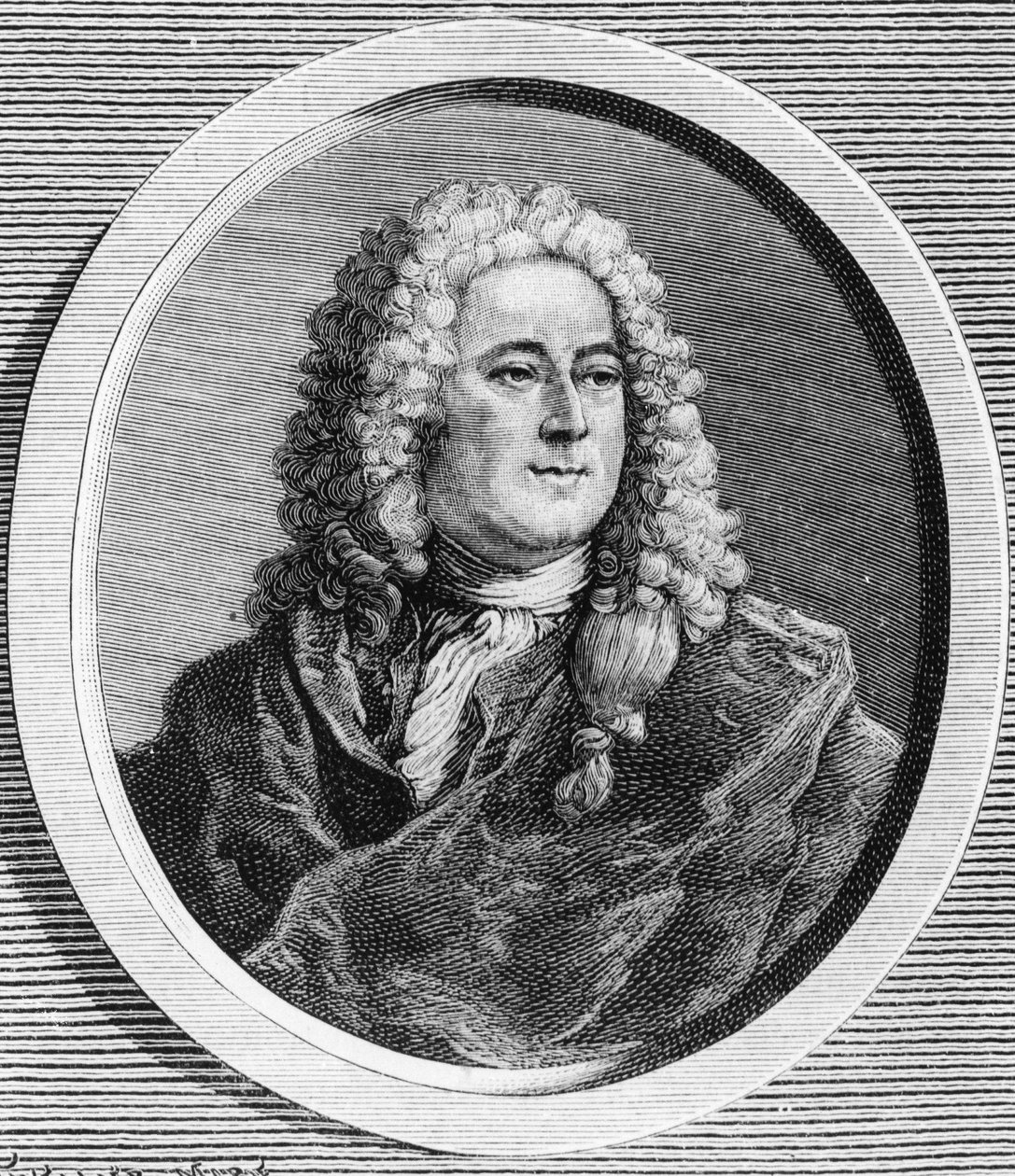 John Lawn (1671 - 1729) muotokuva, skotlantilainen talousjohtaja, joka aiheutti konkurssin vuonna 1720 (Rue Quincampoix