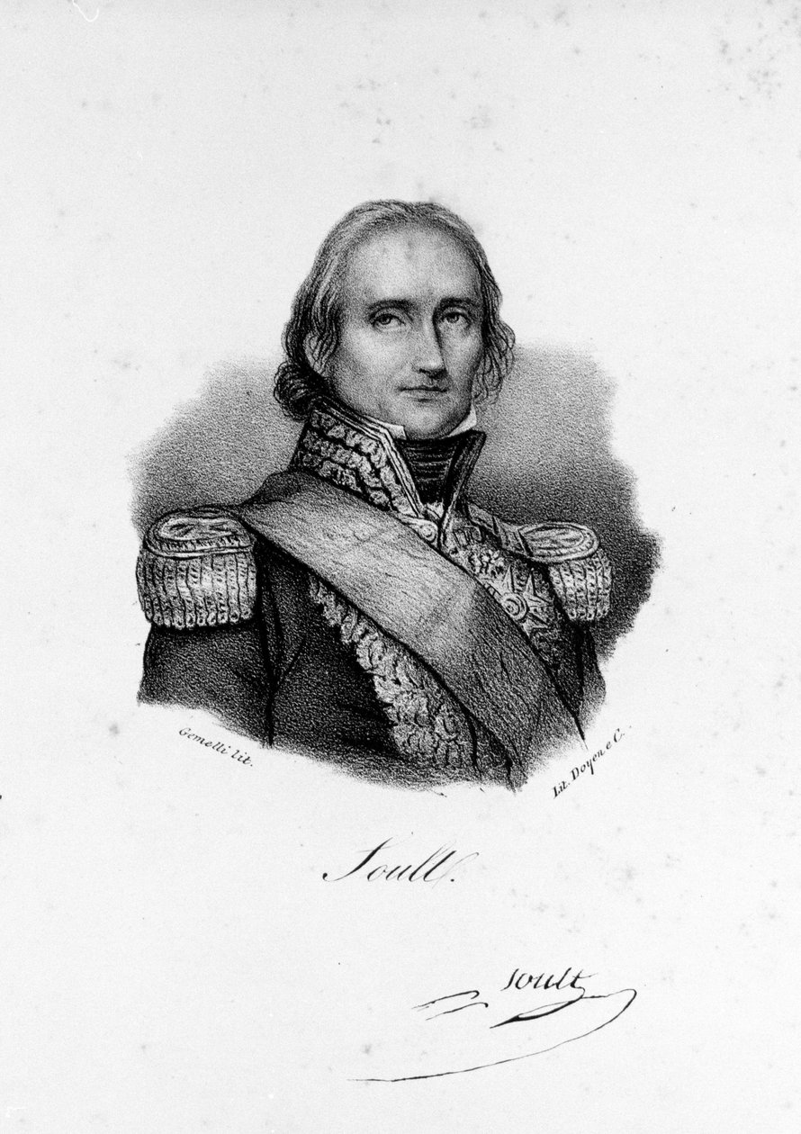 Muotokuva John of God Nicolas Soultista, Dalmatian herttuasta. General sitten Maréchal de France (1769 - 1851), kaiverrus 1800-luvulta. tekijältä Unknown artist