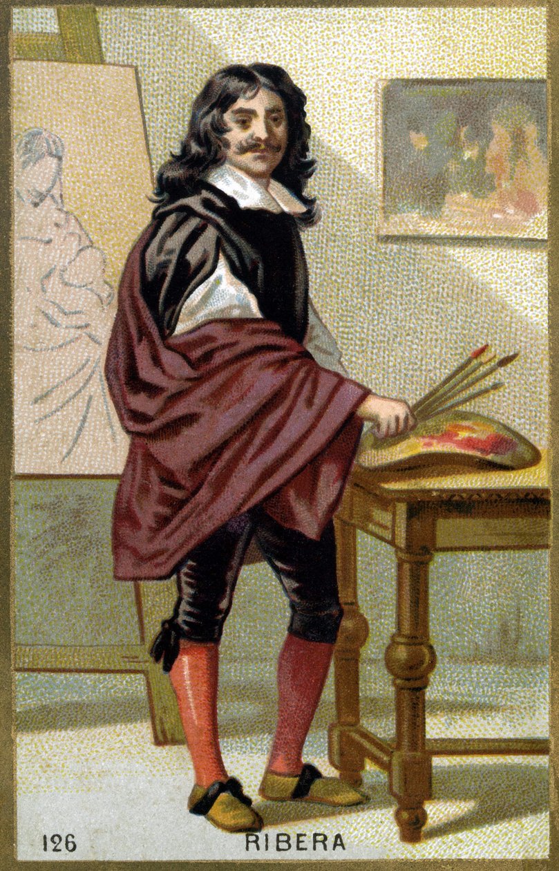 Muotokuva Jose de Ribera dit il Spagnolettosta "" espanjalainen"" (1591-1652), espanjalainen taidemaalari ja kaivertaja - 1800-luvun kromolitografia tekijältä Unknown artist