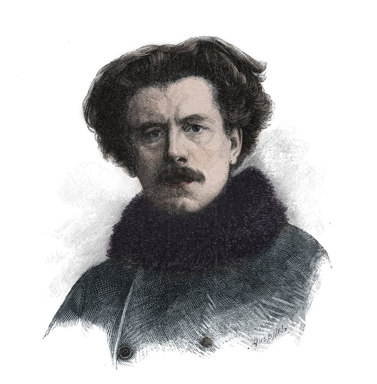 Englannin runoilijan Joseph Auguste Maurice Rollinatin (1846 -1903) muotokuva - kaiverrus tekijältä Unknown artist